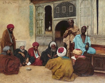 アラブ Painting - カフェの外 ルートヴィヒ・ドイチュ・オリエンタリズム・アラベール